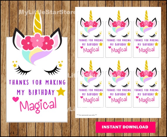 printable unicorn thank you