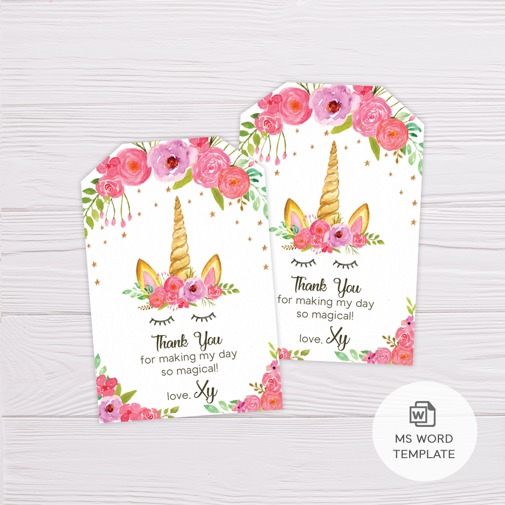 printable unicorn thank you