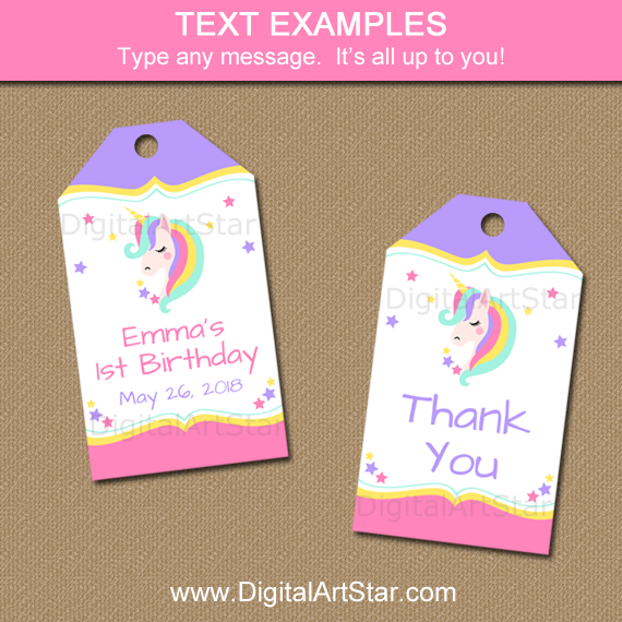 printable unicorn thank you