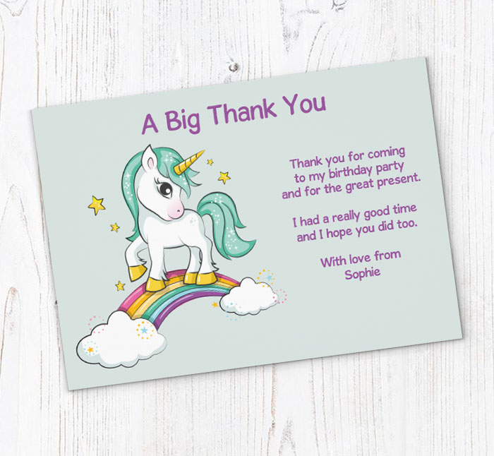 printable unicorn thank you