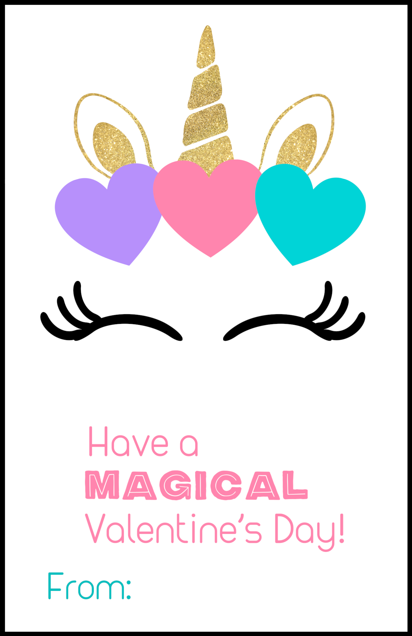 printable unicorn valentines day cards