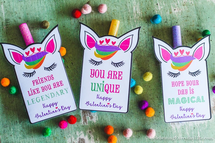 printable unicorn valentines day cards