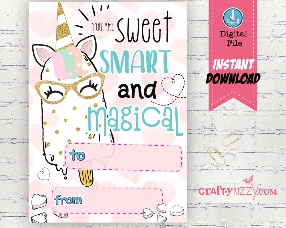 printable unicorn valentines day cards
