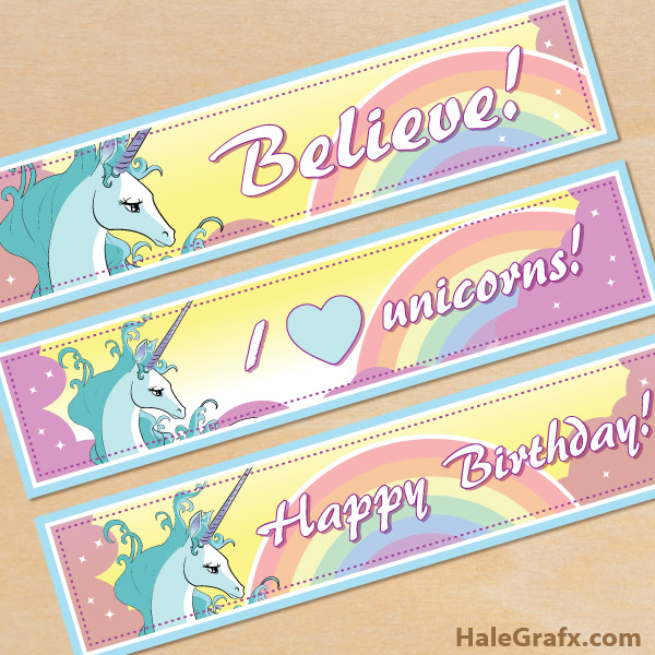 printable unicorn water bottle labels