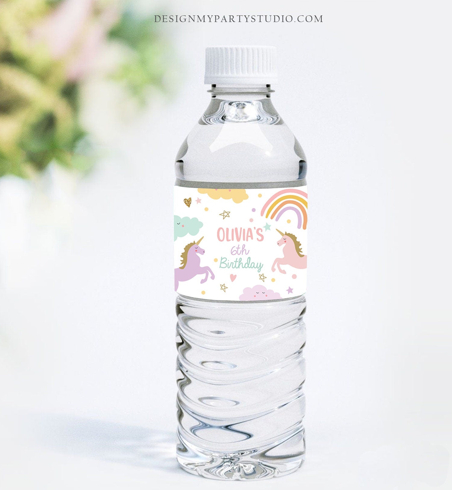 printable unicorn water bottle labels