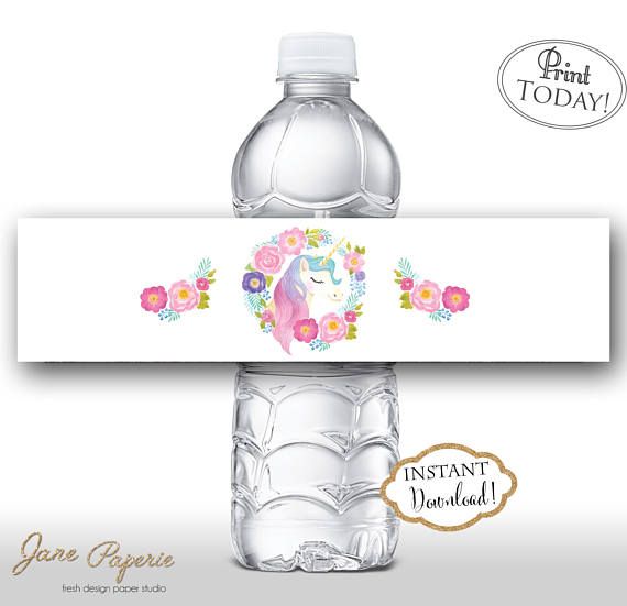 printable unicorn water bottle labels