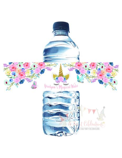 printable unicorn water bottle labels