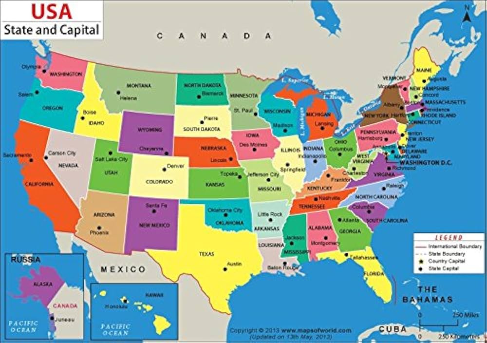 United States Map With States And Capitals 50 States Map With Capitals
