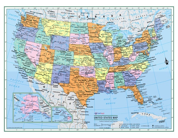 printable united states map large