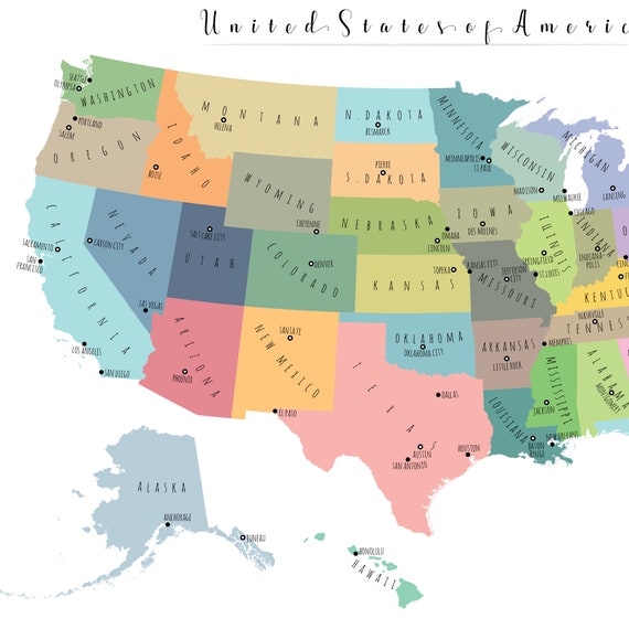 USA Map PRINTABLE US Map Large Us Map Map Of United States Kid Printable United States Map Large 3 