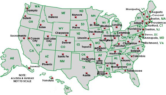 printable united states map with state names and capitals