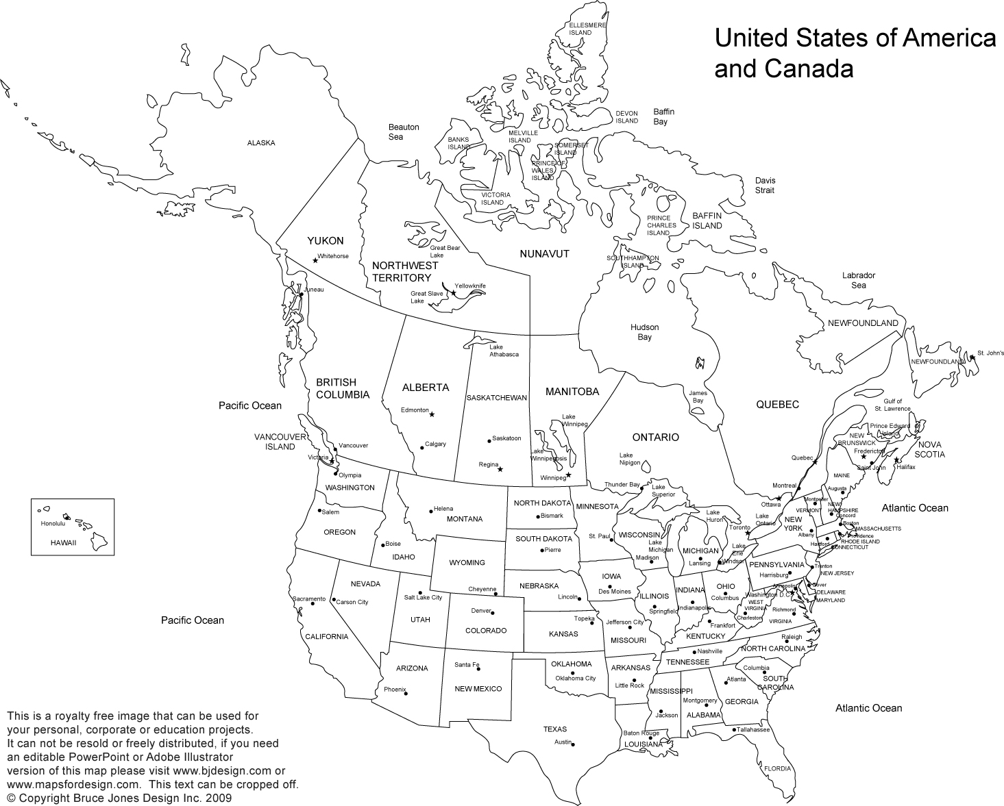 printable united states map with state names and capitals