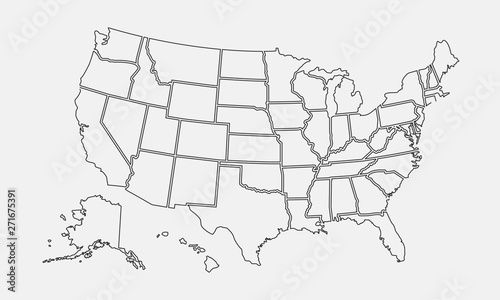 USA map outline. United States vector blank map. US line map ...