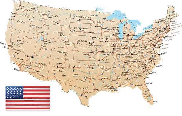 Canvas Print of USA Highway Map - Fine Art Storehouse
