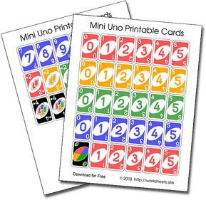 printable uno cards worksheets