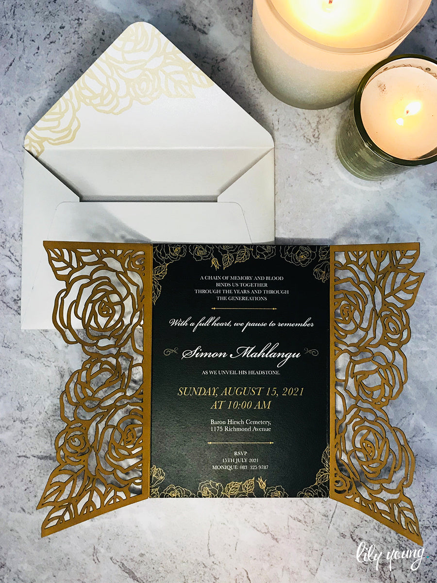Simon Printed Tombstone-Unveiling Invitation - Lily Young Designs