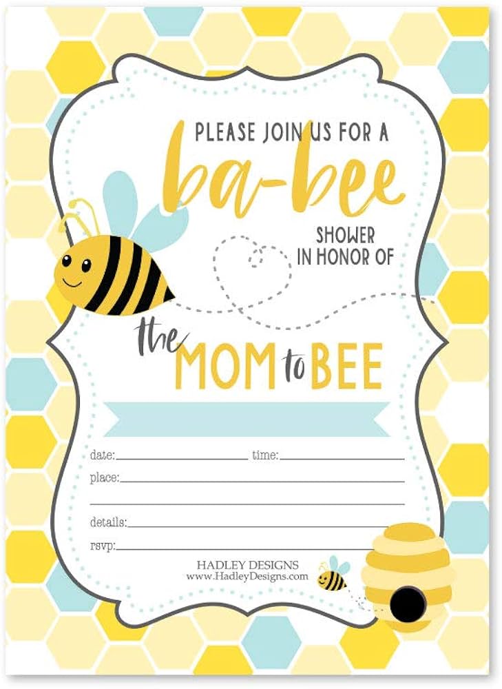 Amazon.com : 25 Bee Baby Shower Invitations, Sprinkle Invite For ...