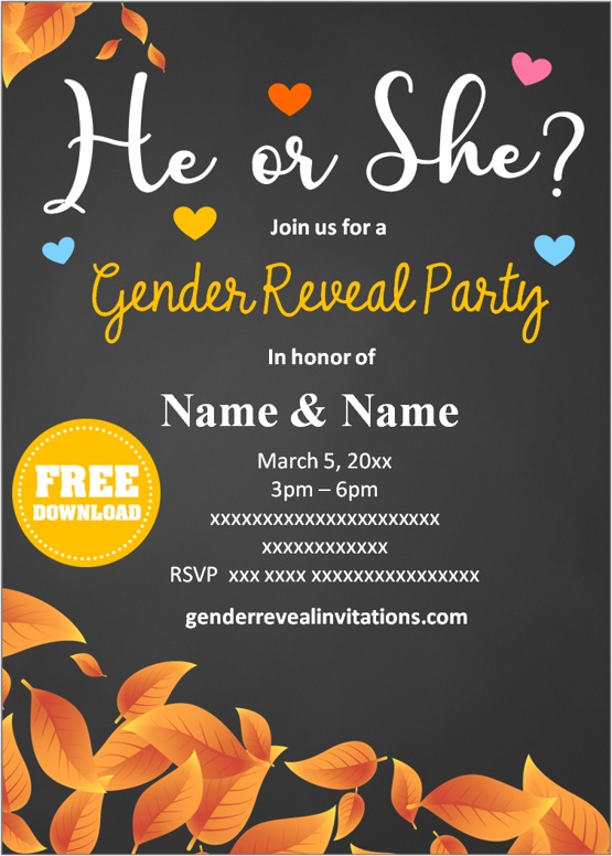 Fall Gender Reveal Invitations Gender Reveal Invitations