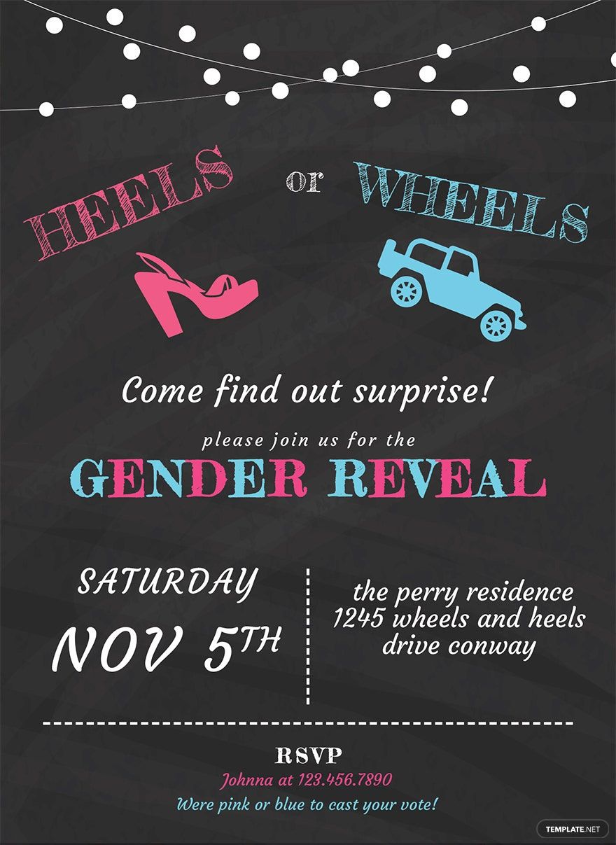 Chalkboard Gender Reveal Invitation Template in PSD, Word ...