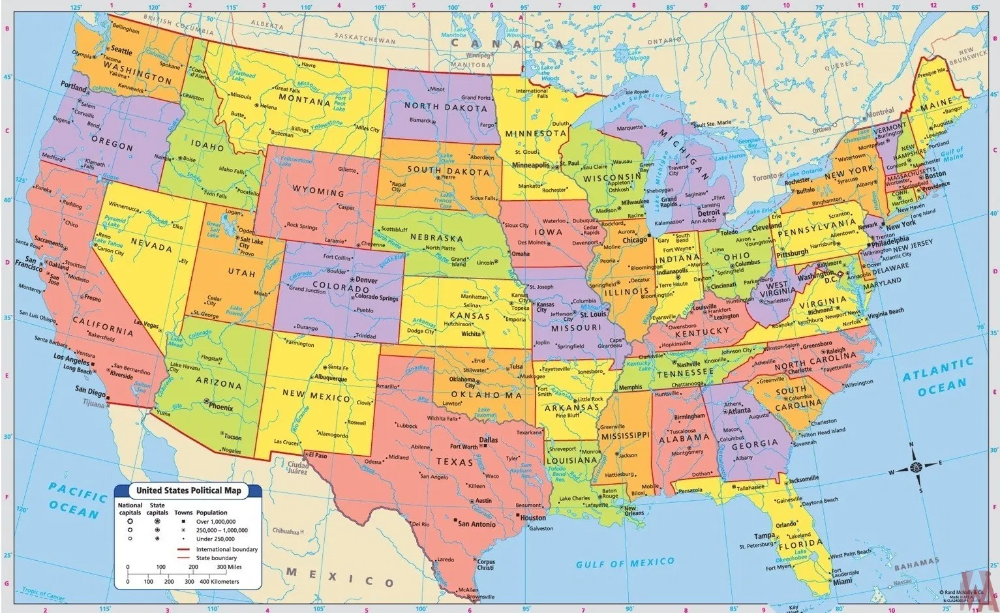 printable us map in color