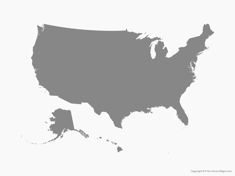 Printable Vector Map of the United States of America - Single ...