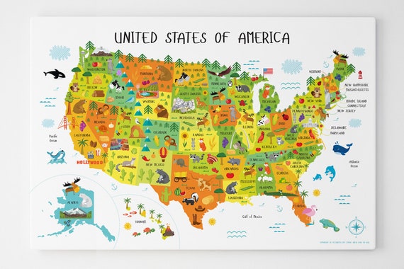 USA map, United States Map, USA, Kids Map, Map of Usa, US map ...