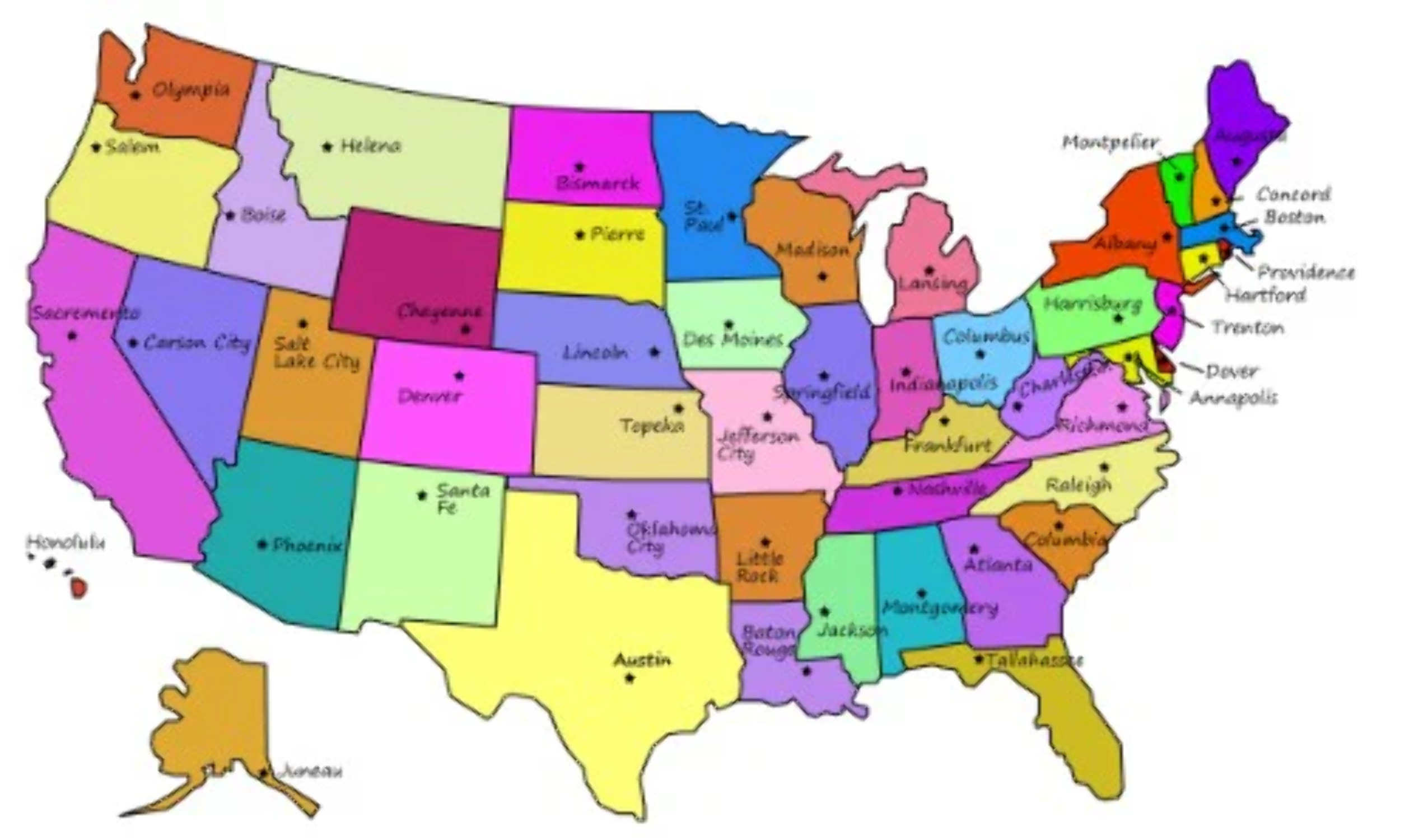 Printable Us Map State Names