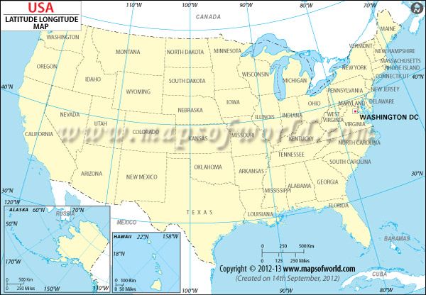 printable us map with longitude and latitude lines
