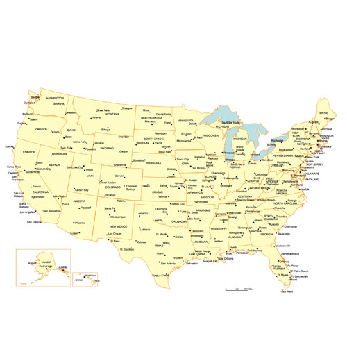 USA 50 Editable State PowerPoint Map, Major City and Capitals Map ...