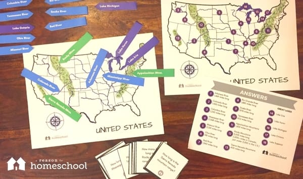 Free Geography Printables: Rivers, Lakes &  Mountains of the U.S. ...
