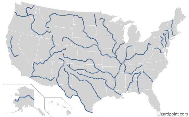 Test your geography knowledge - U.S.A.: rivers quiz | Lizard Point ...