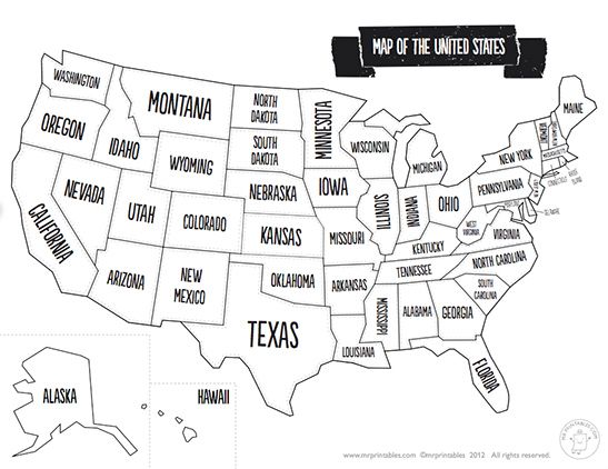 printable us map with names of states