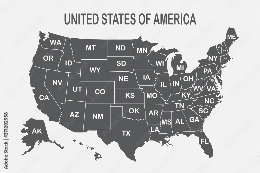 printable us map with names of states