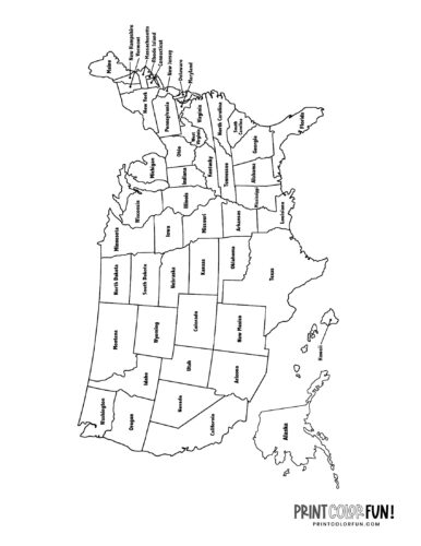 printable us map with names of states