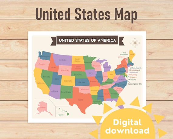 printable us map with names of states