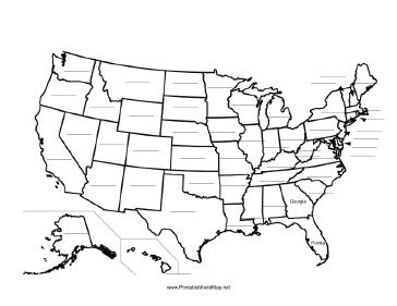 printable us map with names of states