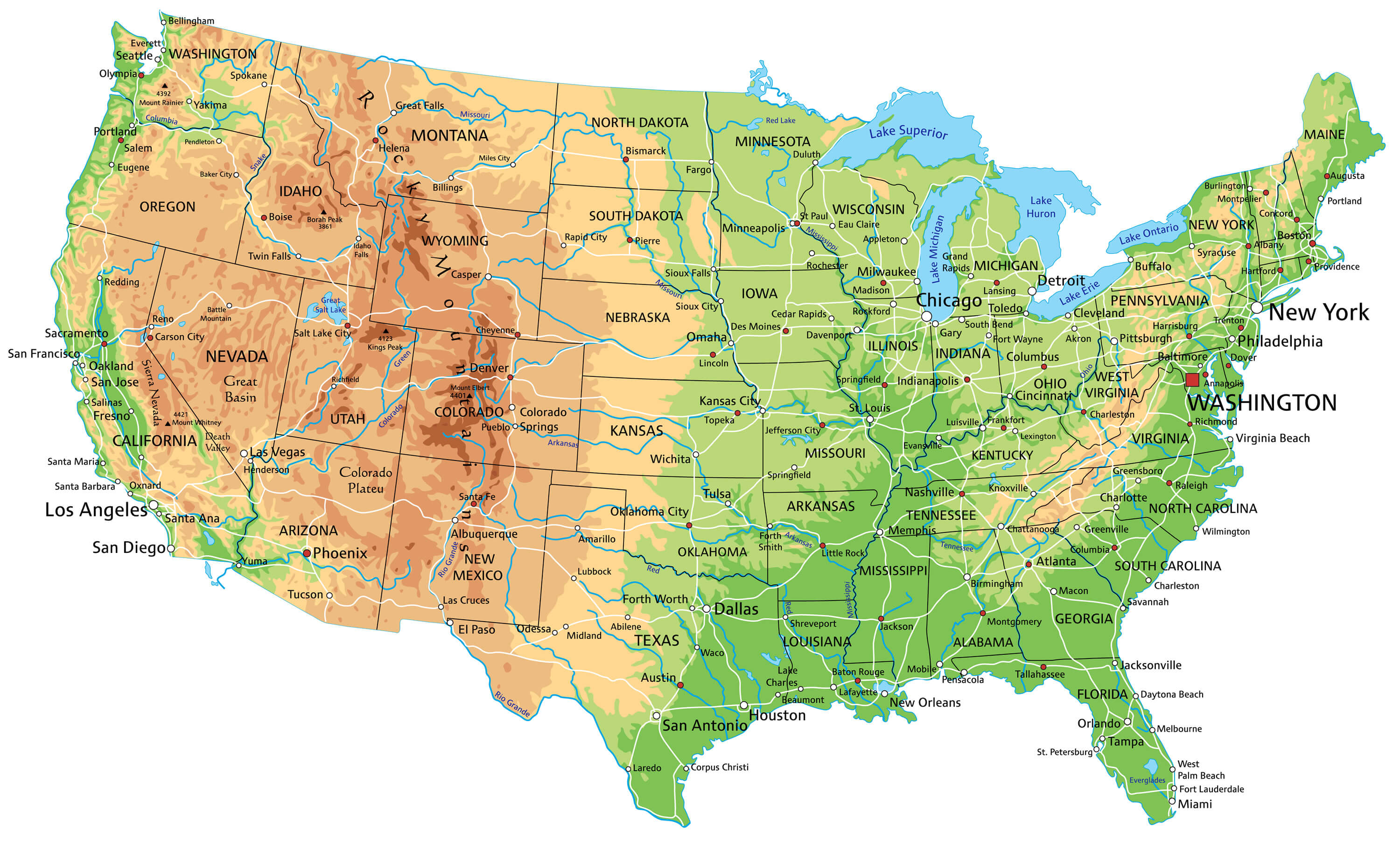 High Detailed United States of America Road Map