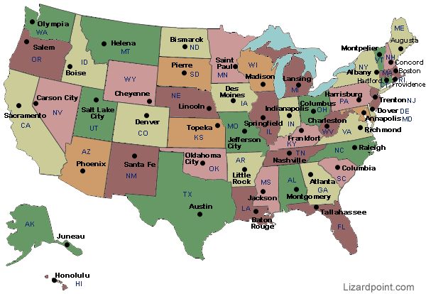 printable us map with state names and capitals