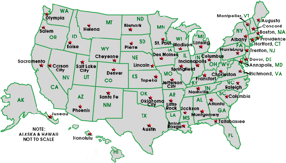 printable us map with state names and capitals