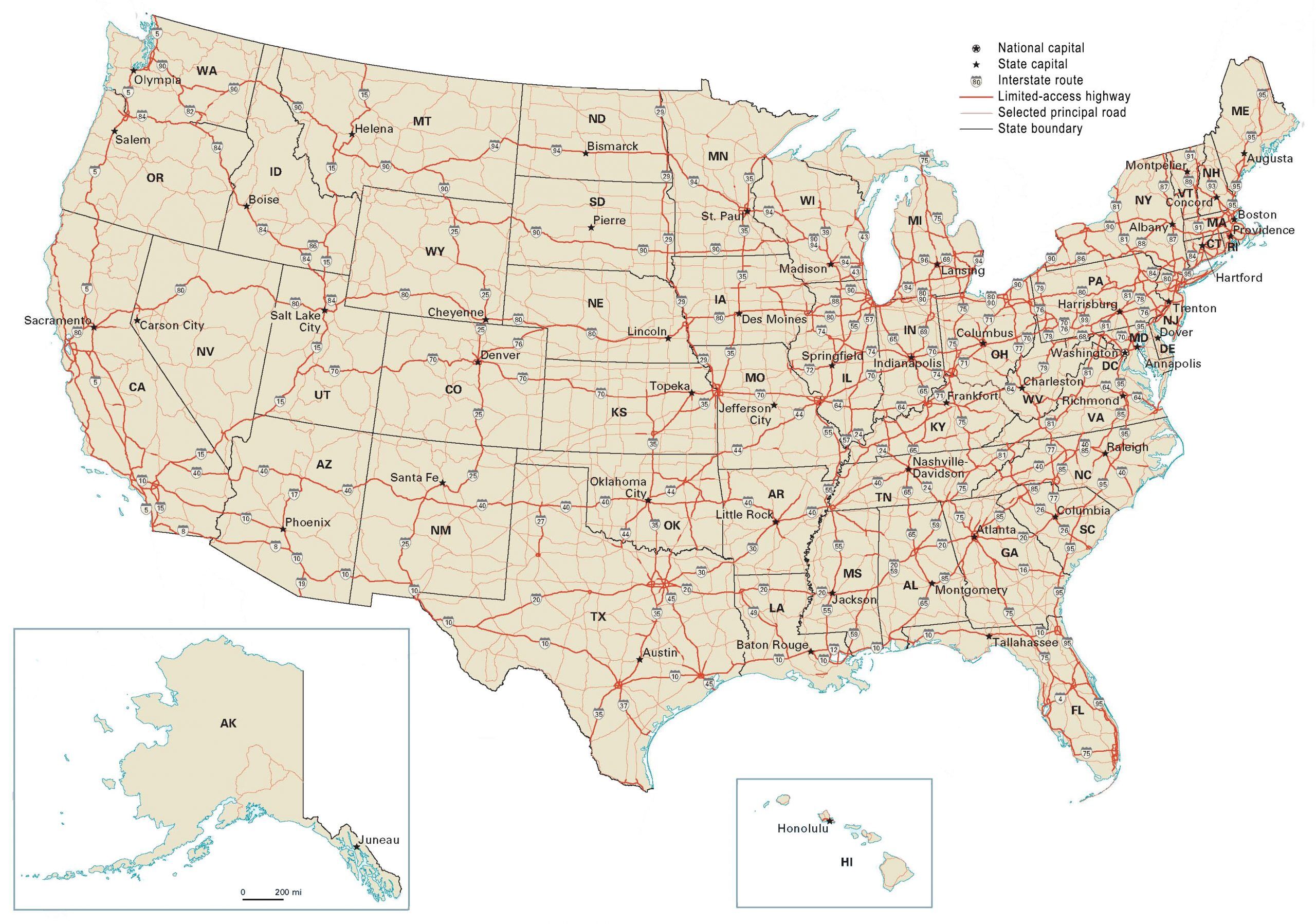 printable us road map pdf