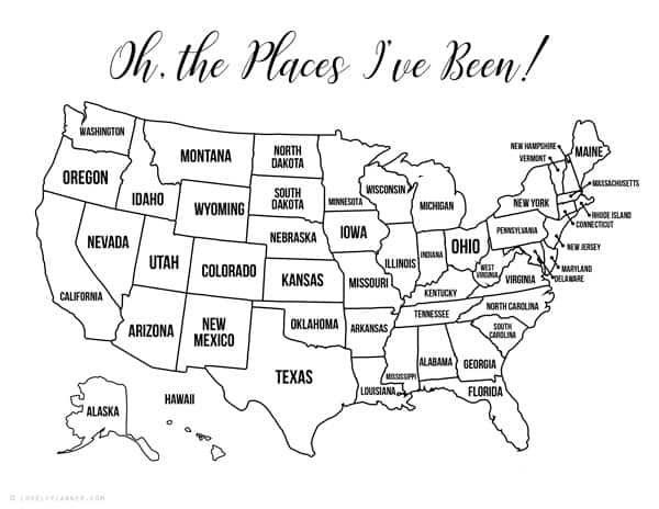 13 Free Printable USA Travel Maps For Your Bullet Journal USA Printable Us Travel Map 1 