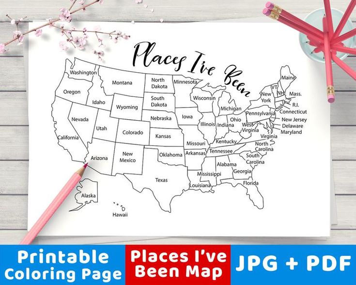 Places Ive Been Map Coloring Page Printable, USA Map Coloring ...