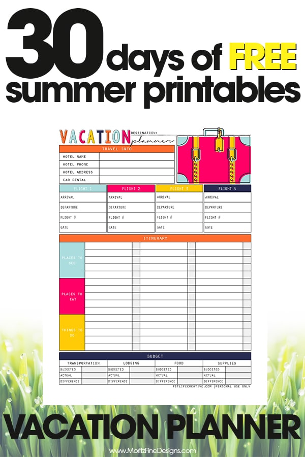 Vacation Planner | Free Printable Guide for Vacation Planning