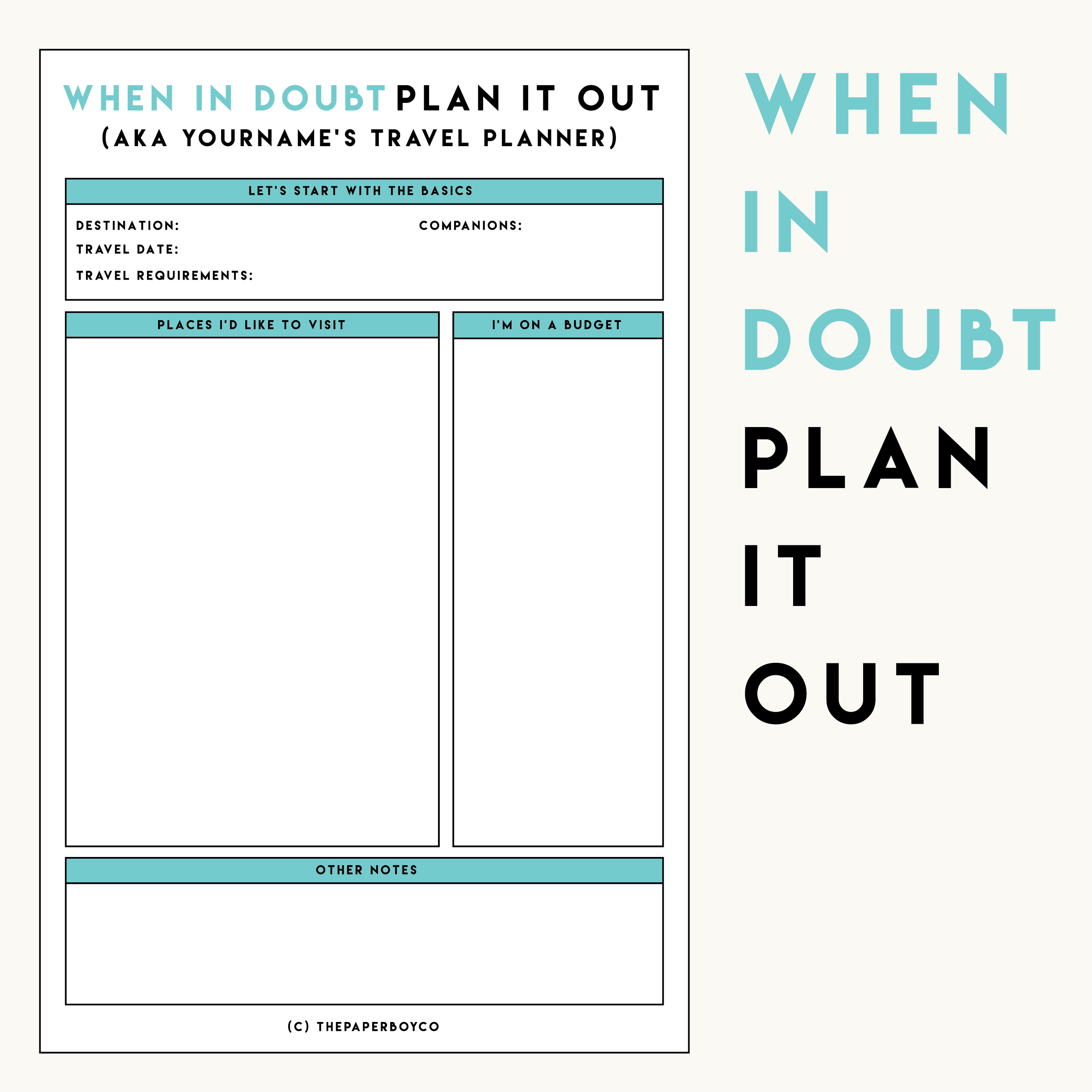 When In Doubt Travel Planner - The Paperboy Co.