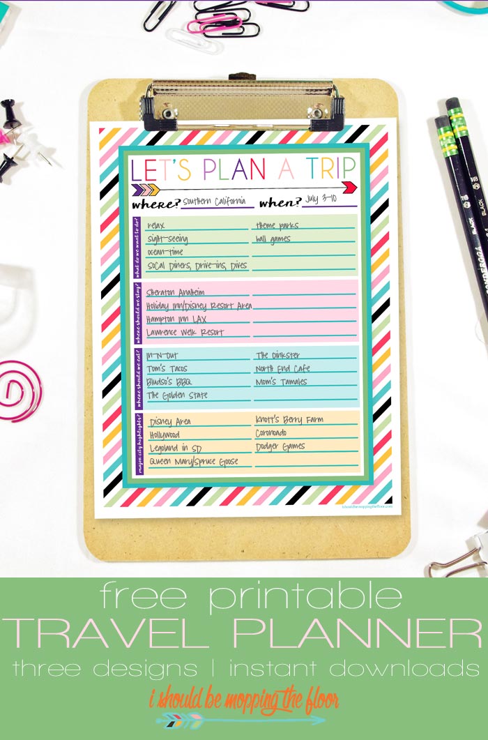 Free Printable Trip Planner | i should be mopping the floor