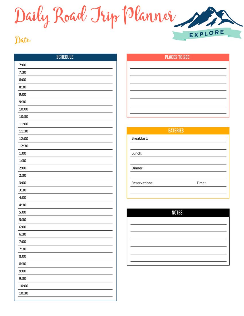 Wanderlust Road Trip Planner Printable - Mooshu Jenne