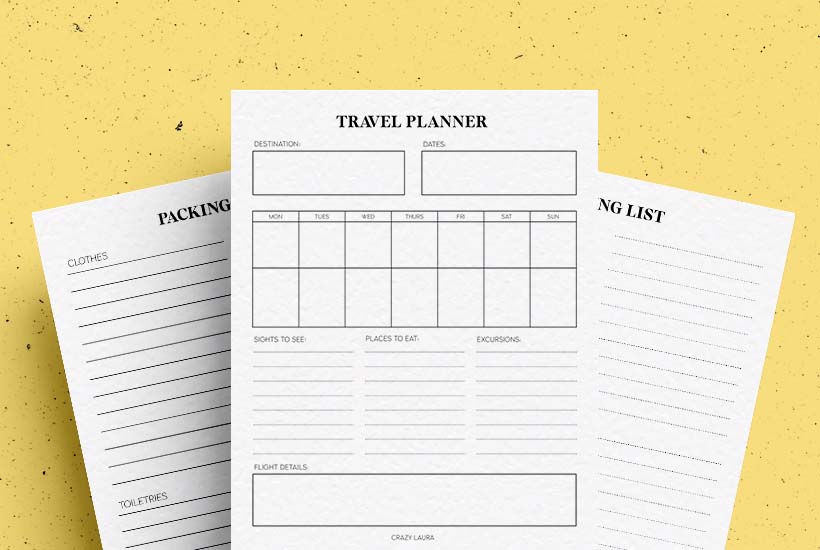 Free Travel Planner Printable &  Packing List Tracker Sheets ...