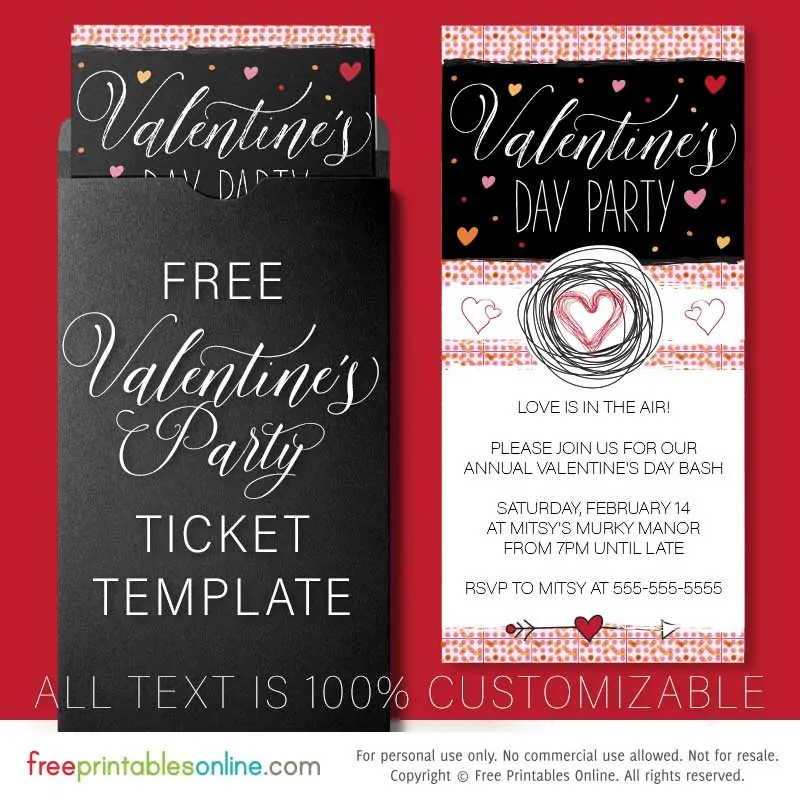 printable valentine birthday party invitations
