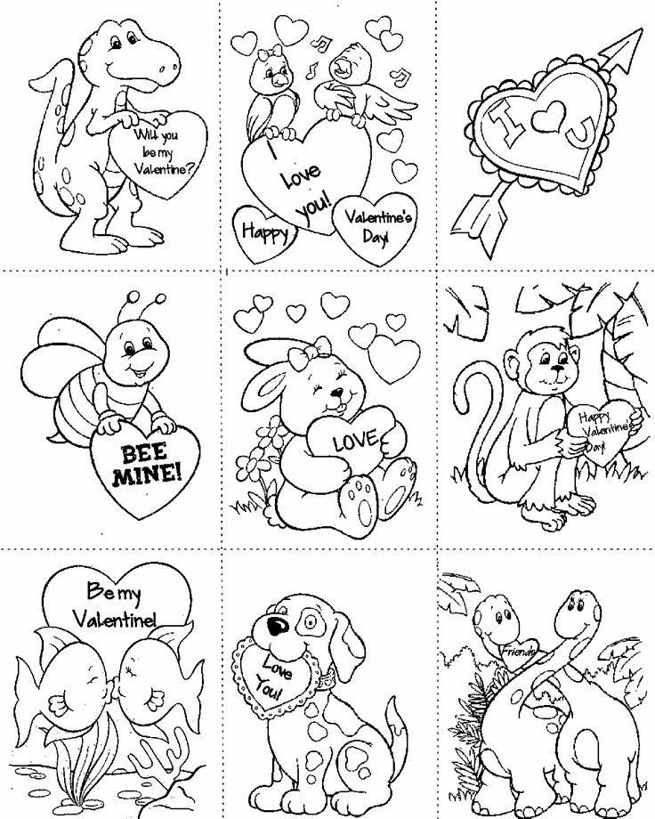printable valentine cards to color