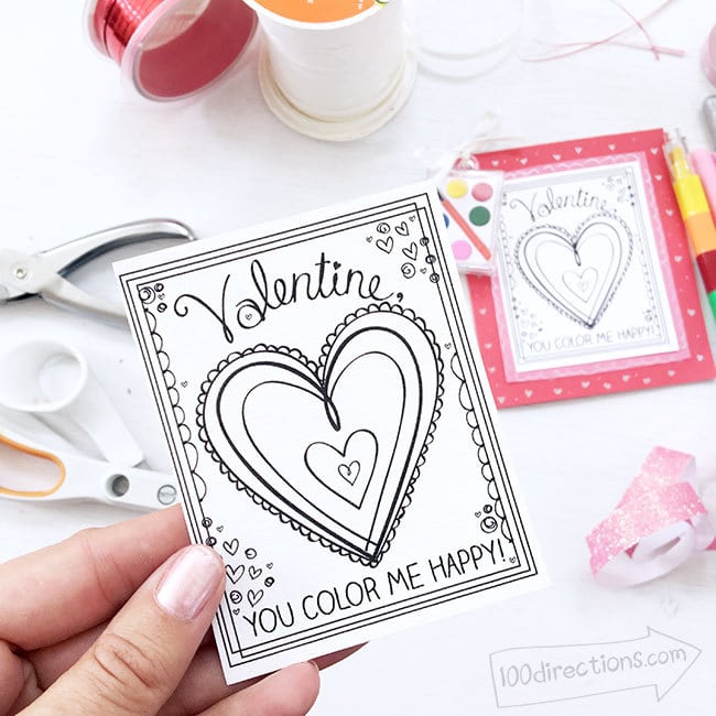 printable valentine cards to color